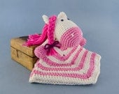 Instant Download - New PDF Crochet Pattern - Pony Security Blanket  - Text instructions and SYMBOL Chart instructions