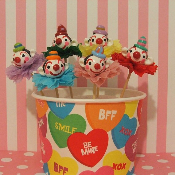 Carnival Clown Cupcake Toppers/Picks/Cake Decorations Il_570xn