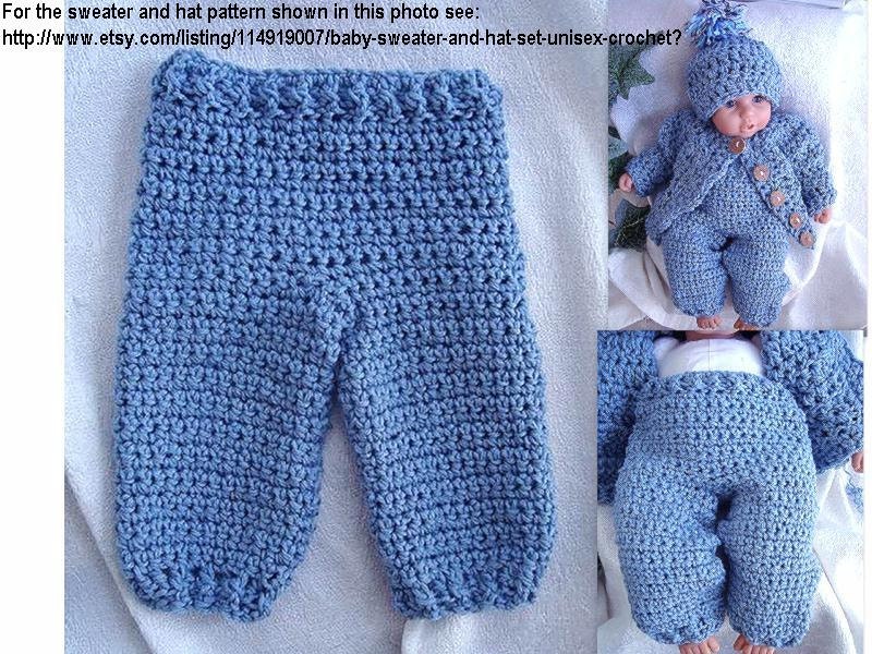 Instant Download PDF Crochet Pattern  Long Pants for Baby, Toddler, Child newborn to age 2,  SPP112