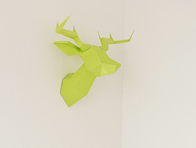Light Green Foldeer - Deer Head Papertoy