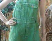 Vintage 90's Green Hand Dyed Denim Overalls - Size Medium