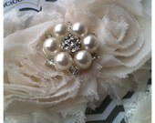 Pearl Rhinestone Cream Lace Shabby Shoes & Headband Set baby girl ivory off white blessing christening baptism special occasion newborn