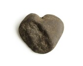 Natural Heart Pebble - River Beach Stone - Dark Earthy