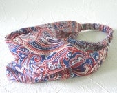 Red White and Blue  Paisley Headband Bandana Hair Fashion  Handmade by Thimbledoodle