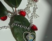 Legend of Zelda, Link's Full Heart Life Inspired Necklace with Triforce and Double Chains