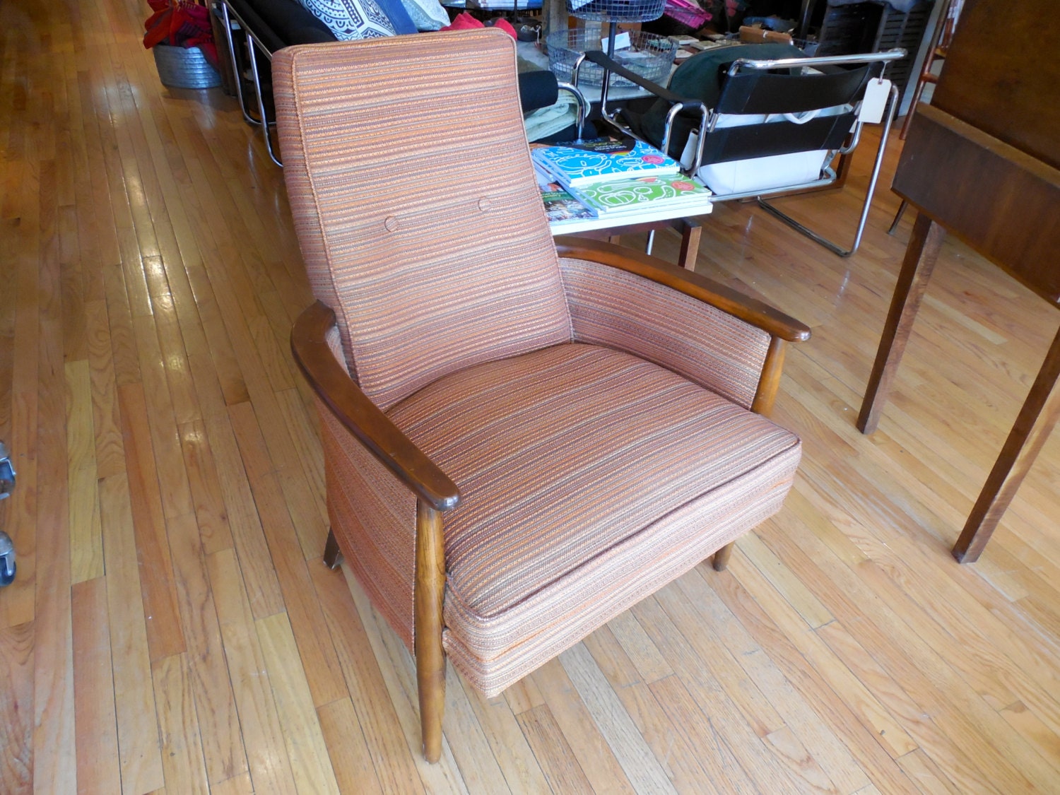 Mid Century Modern Chair Orange Brown