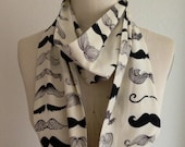 Black Mustaches on Creme Background Infinity Scarf