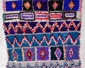 RAG  RUG BOUCHEROUITE from Morocco called also boucharouette berber tribal art, moroccan rag rug