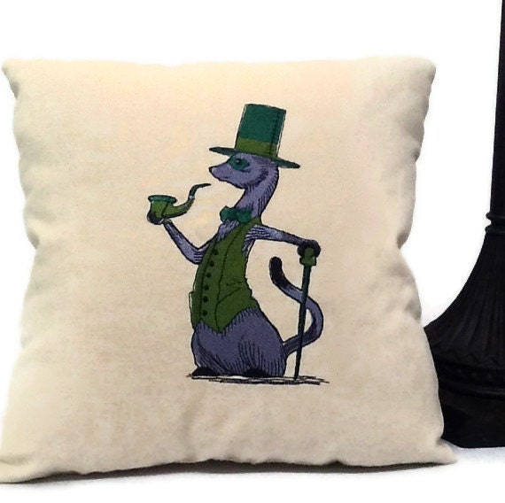Made to order - Mr. Ferret - pillow - embroidered - custom color