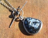 Bishop Ranch Plume Agate & Gray Moonstone Sterling Silver Necklace