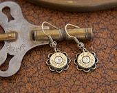Bullet Casing Jewelry- Dangle Earrings-Federal 9mm Luger -Spent Brass Casings-Ammo-Caliber Jewelry