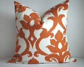 SET OF TWO - 20x20 Indoor / Outdoor  Designer Pillow In Basolto Tangerine, Decorative Pillow Covers, Throw Pillow,Pillows