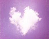 Heart Photography - cloud love purple nursery art print valentines day white baby girl wall lavender photo childrens room - 8x8 Photograph