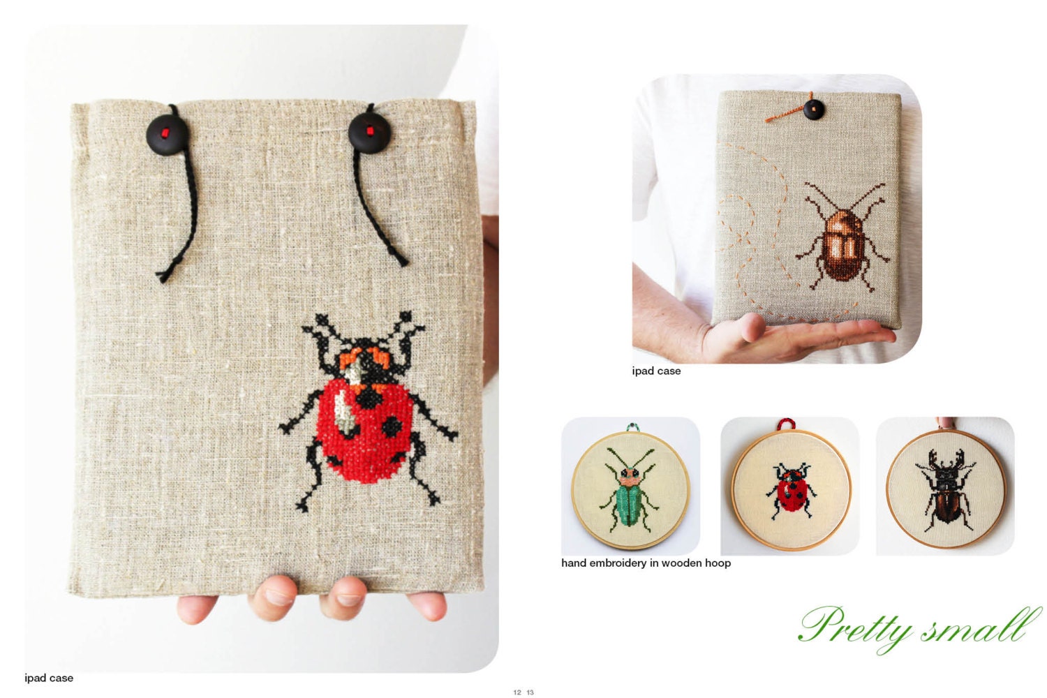 Bug. Beetle. Hands embroidered wall decor. Cross stitch in wooden hoop. Woodland