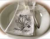 Vintage White Napkin Set - Hand Stamped Napkins - Set of 6 - Vintage Linens - Home Decor - Spring Decor - Cottage - French Country