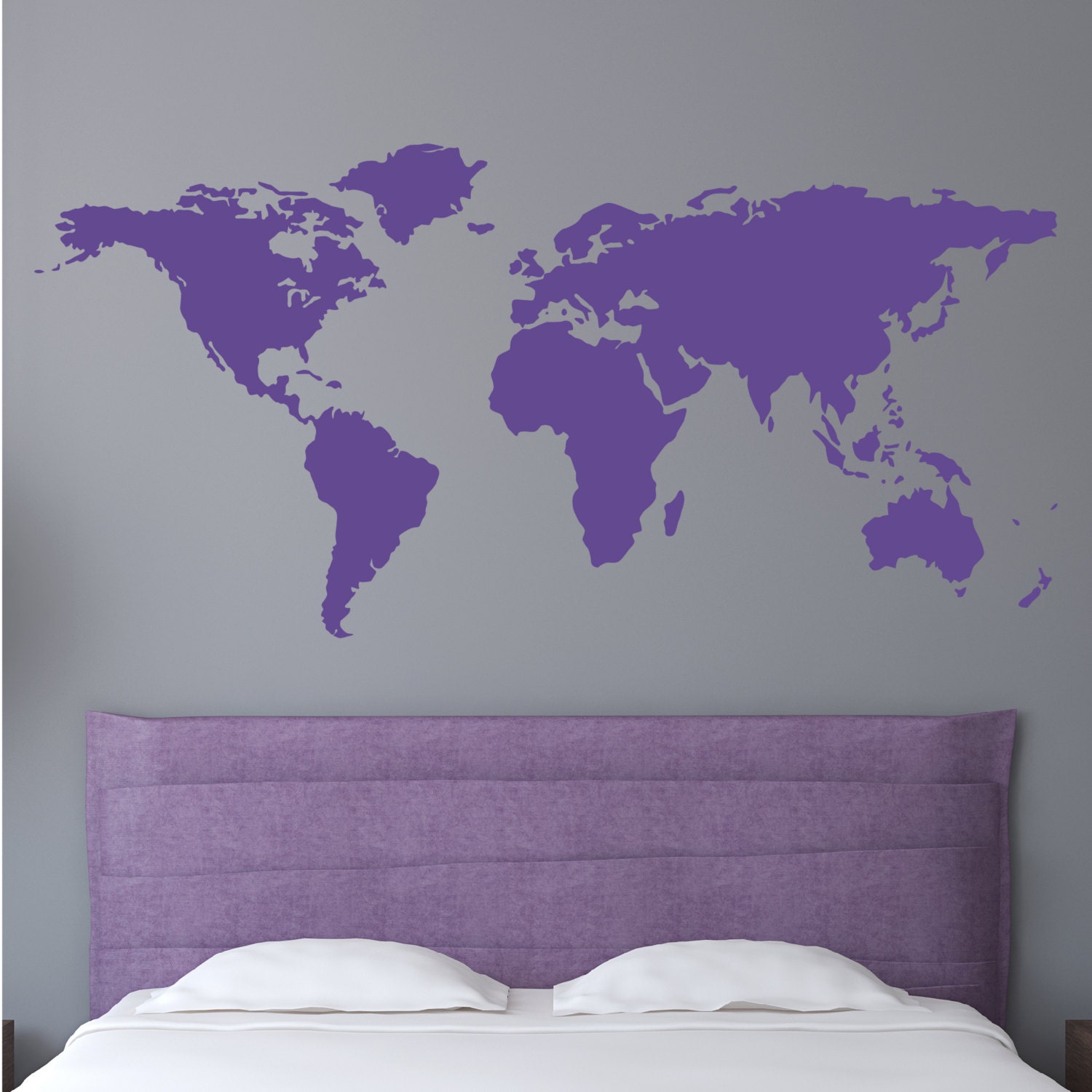 Wall Decal 44"W World Map Wall Vinyl Decal Sticker