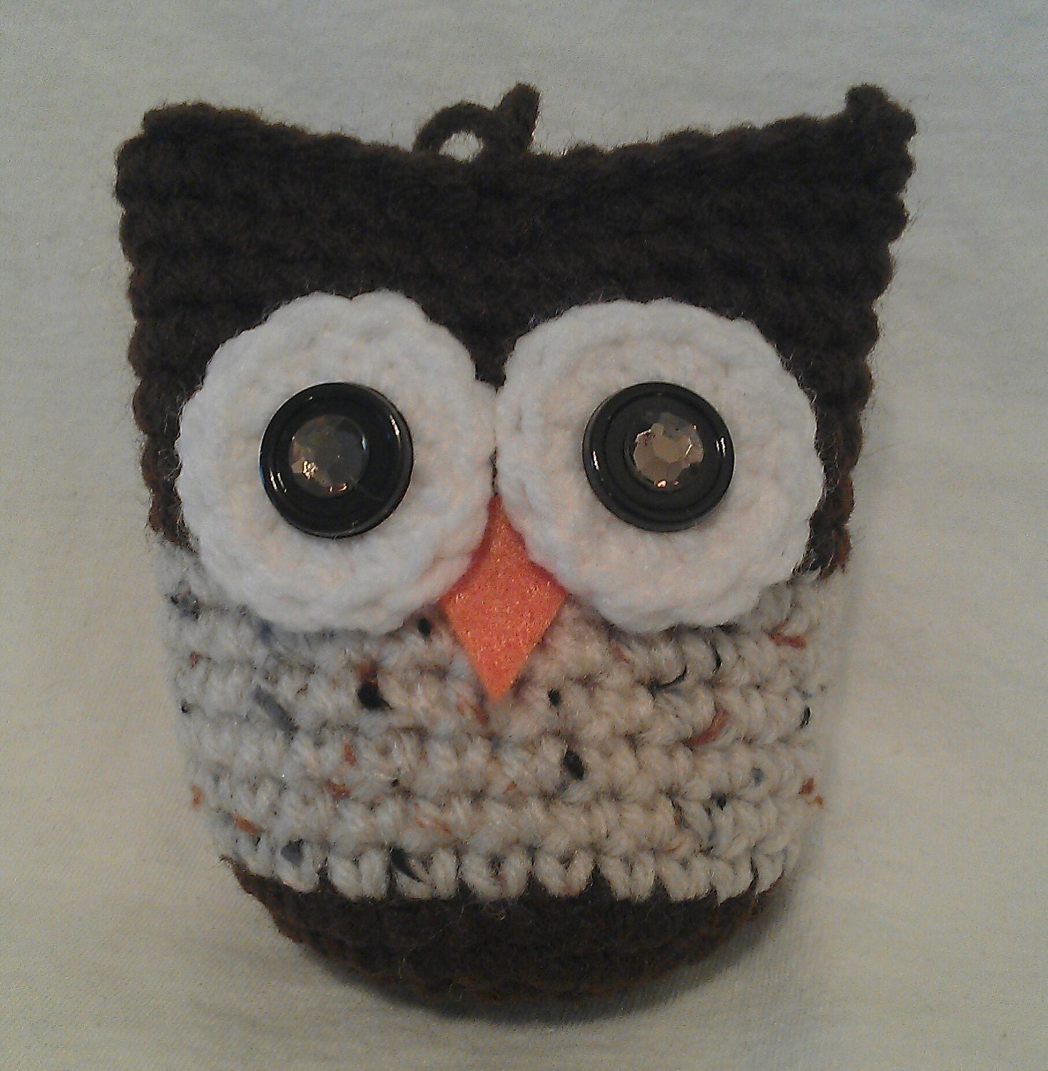 Hanging Crocheted Owl (Dark Brown/Tan)