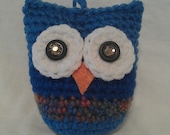 Hanging Crocheted Owl (Light Blue/Dark Blue)