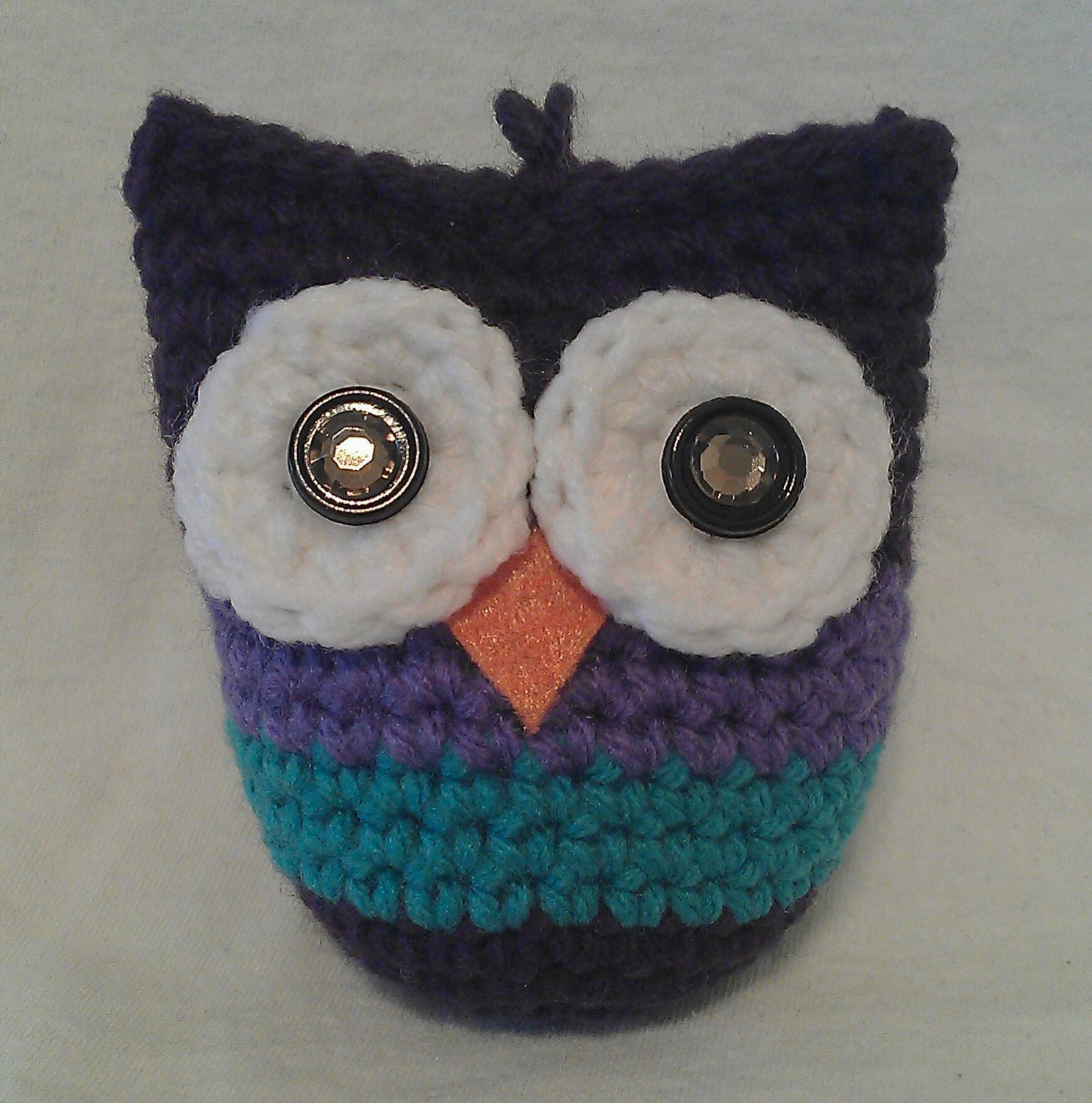 Hanging Crocheted Owl (Dark Purple/Light Purple/Teal)