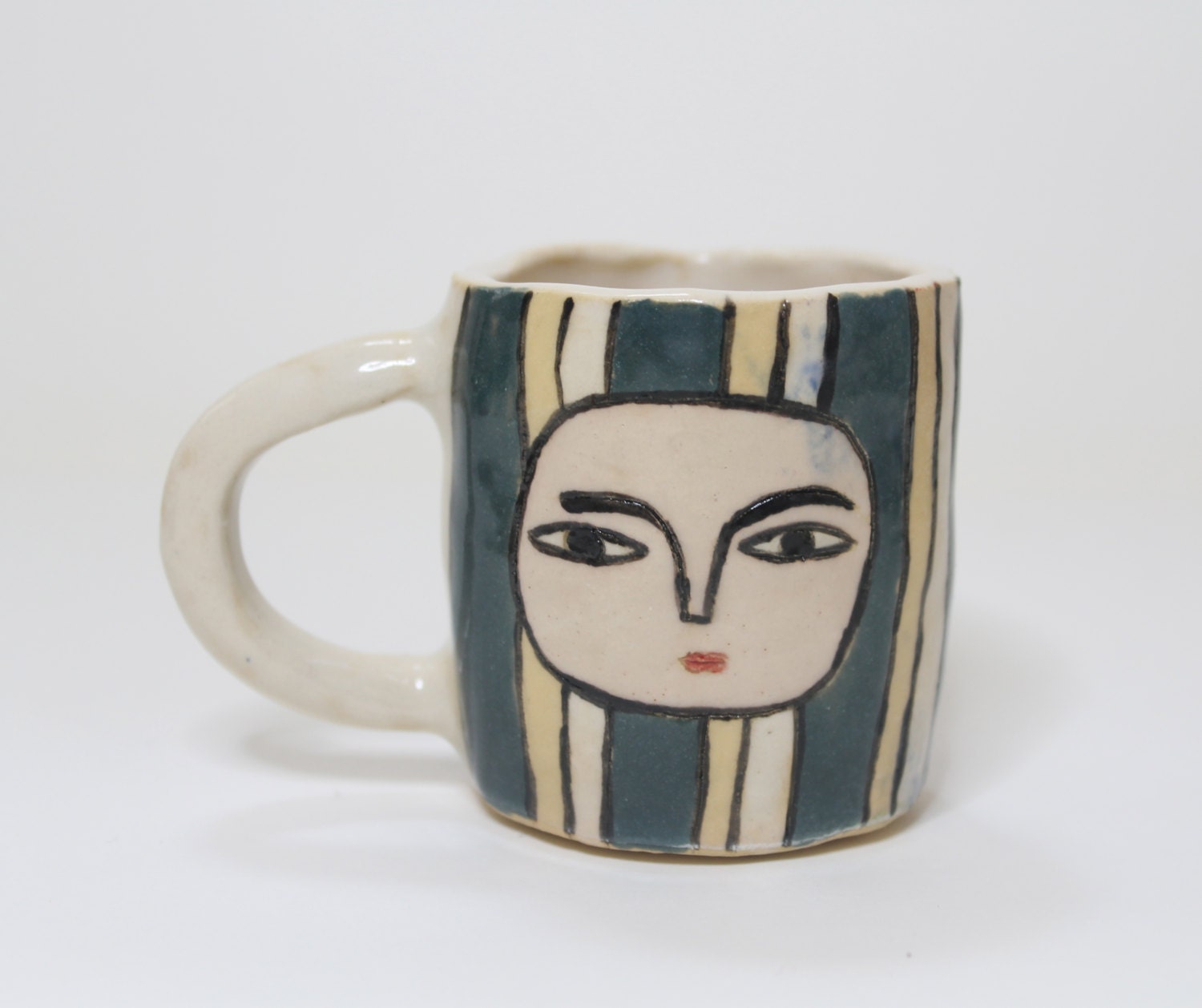 Chunky Wonky Cup- Double espresso - Striped ceramic cup