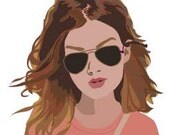 Fashion Model Vector Illustration in Aviator Sunglasses & Crossed Arms Graphic