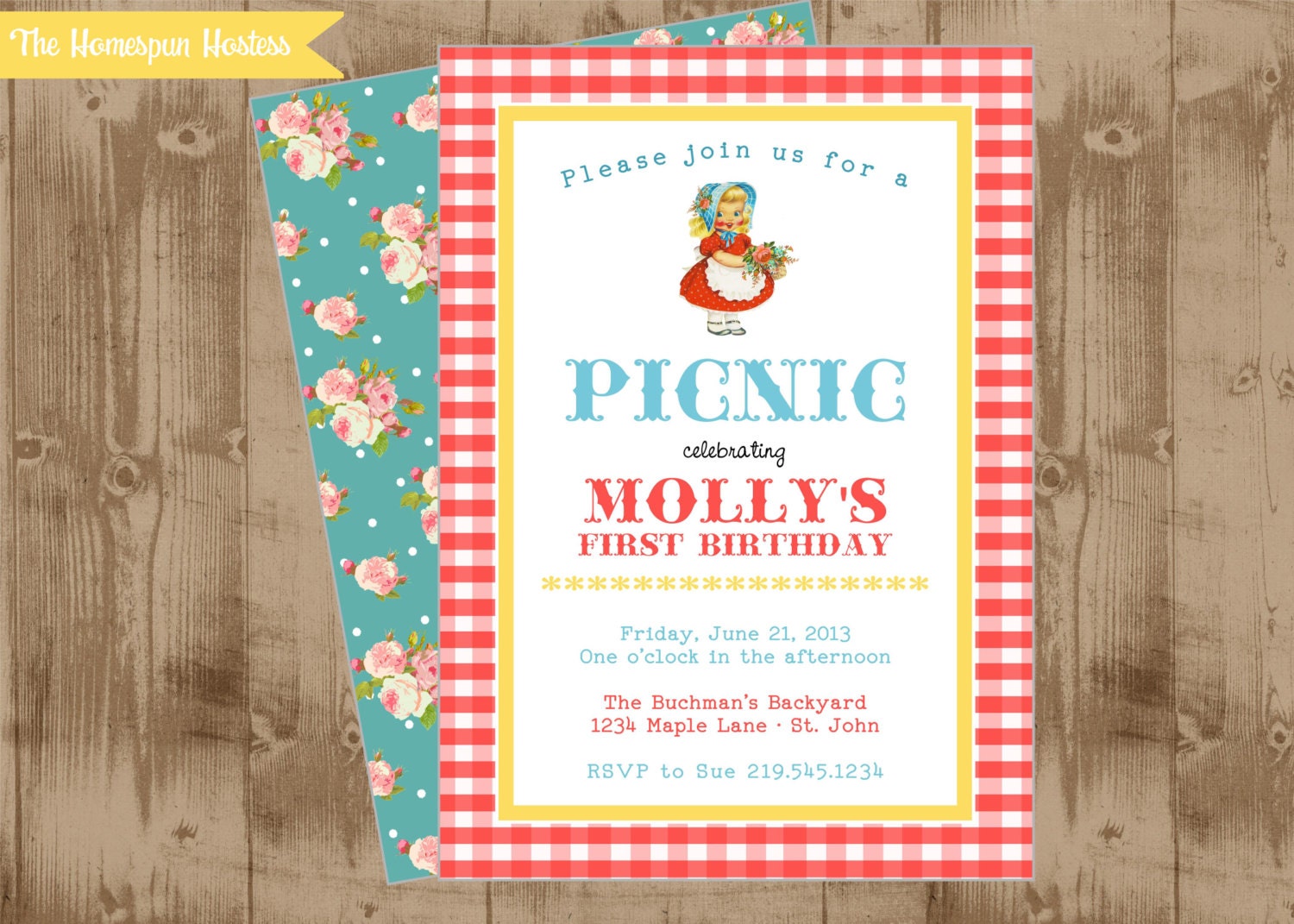 DIY Printable Picnic Invitation - custom sweet vintage girl Il_170x135