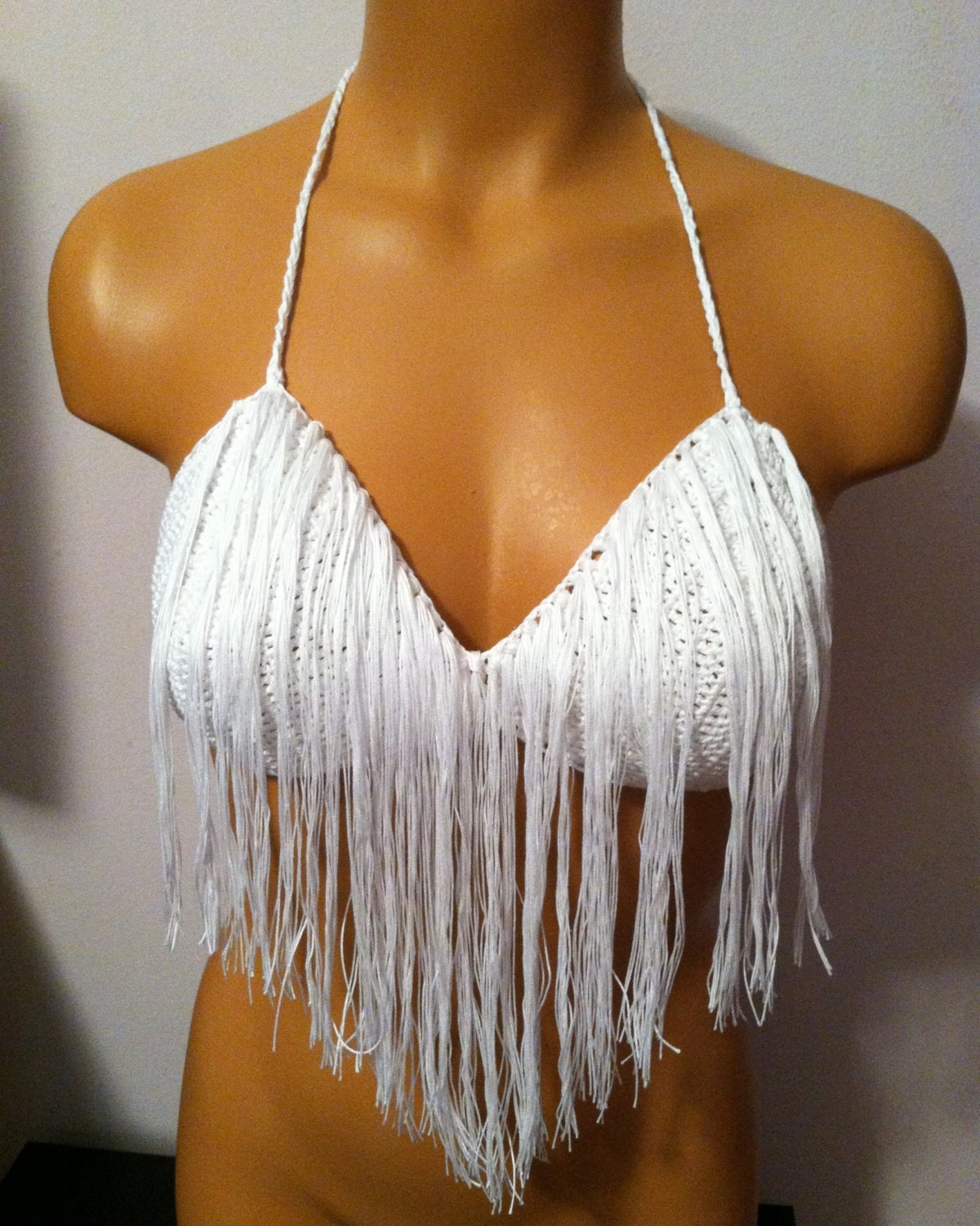 Crochet Sexy Bikini Halter Fringe Top - Made To Order