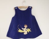 1950's Lord & Taylor Italian Royal Blue Sleeveless Corduroy "Angel" Dress