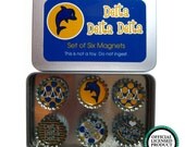 Tri Delt Delta Delta Delta Sorority Bottle Cap Magnet Set of Six in Gift Tin