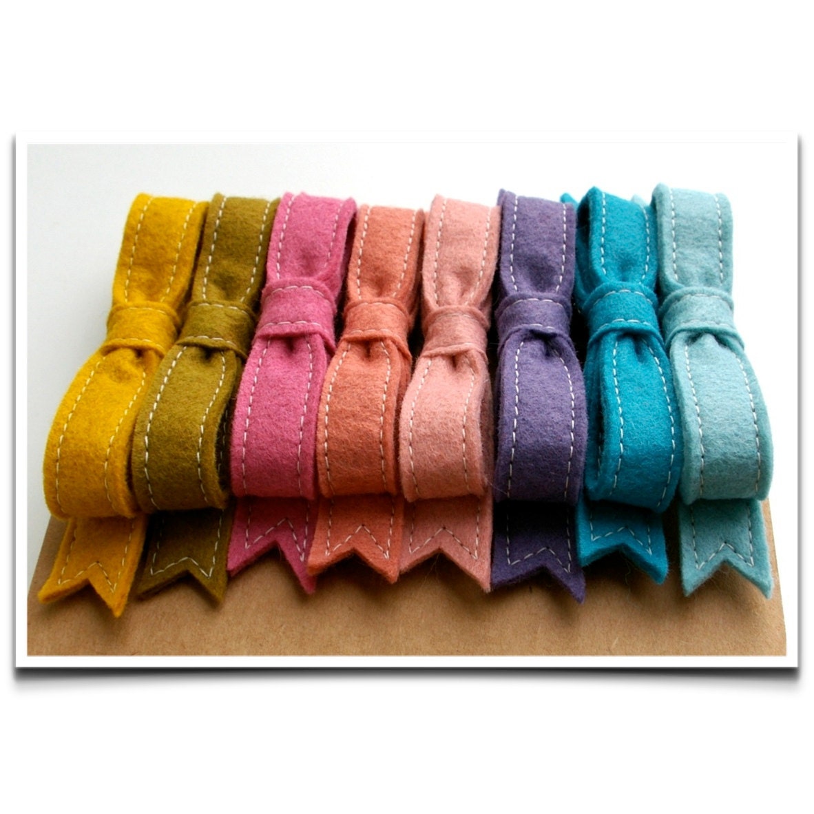 3 Wool Felt Bow French Barrettes // 20% Discount // LoftFullofGoodies