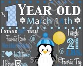 Penguin Boy Chalkboard Poser Board, DIY File