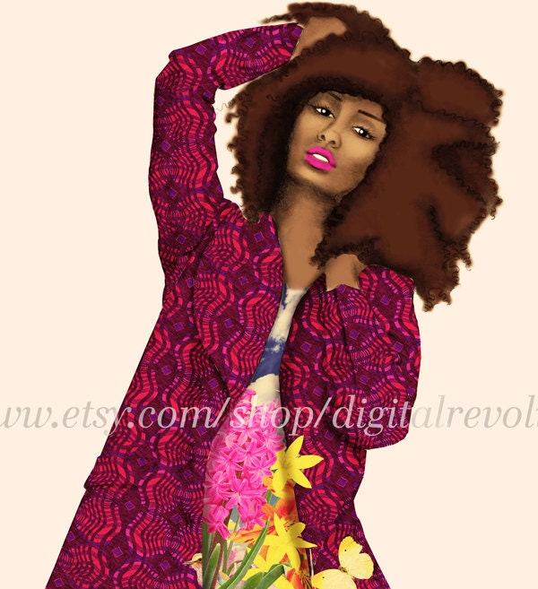 Fashion illustration - Afro Natural Wax Print Coat