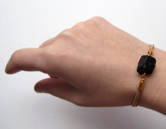 NEW - Four strands of snake chain and tourmaline bracelet