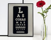 NEW The most important things (spanish). Black screenprint 11.8 x 16.5 (A3)