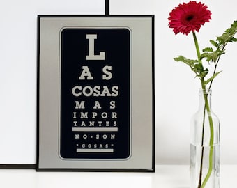 NEW The most important things (spanish). Black screenprint 11.8 x 16.5 (A3)