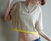 Tan and Yellow Silk Crop Top