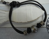 Black AA Tahitian Pearl Bracelet with Sterling Silver Beads