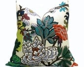 Pair of TWO Schumacher Chiang Mai Dragon pillow covers in Alabaster - 18 x 18, 20 x 20, or 22 x 22