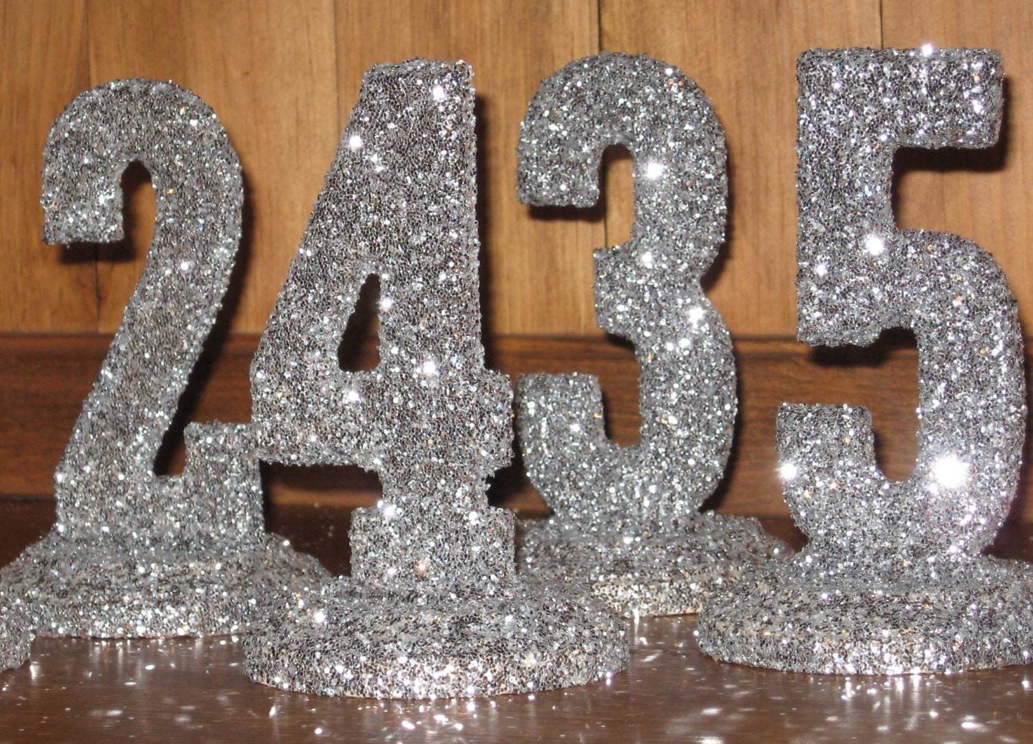 GLITTERED TABLE NUMBERS Wedding Decor, 1-10 Black Tie, Shabby Chic,  Bridal Shower, Baby Shower, Sweet 16 Bat Mitvah Quinceanera