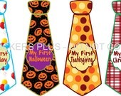 SALE First Birthday Holidays Baby Onesie Stickers Boy Necktie Neck Ties UNCUT - Christmas 1st Birthday Halloween Easter Thanksgiving and Mo