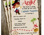 Pirate Treasure Ship Map Invitation Birthday Party Boy digital printable diy