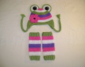 Silly Frog Crocheted Hat & Legwarmer Set - Available in Any Size or Color Combination