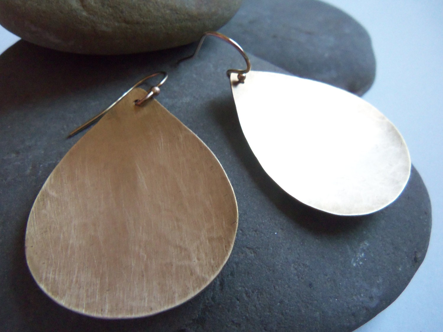Hammered Brass Teardrops, Elegant, Simple Gold Earrings, large