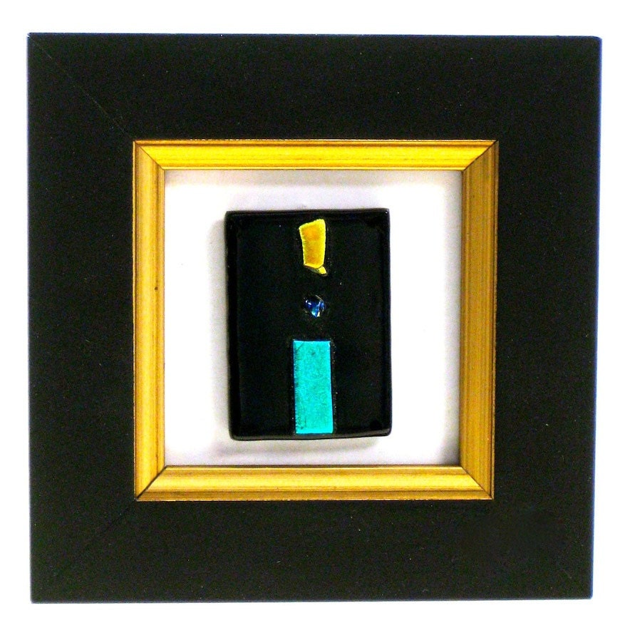 Mini Abstract Fused Art Glass Framed Picture The Candle Home Decor