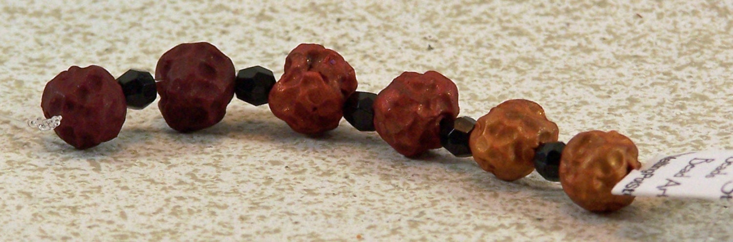 Crimson to Gold Ombre Lava Beads