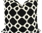 Black and Ivory Appliqued Diamond Decorative Pillow Covers 18x18, 20x20, 22x22 or Lumbar Pillow - Accent Pillow