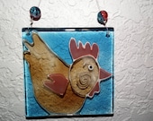 Recycled Glass Chicken Ornament or Suncatcher