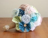 Custom Bridal Bouquet- Shabby Love- beautiful assorted handmade fabric flowers with rustic burlap