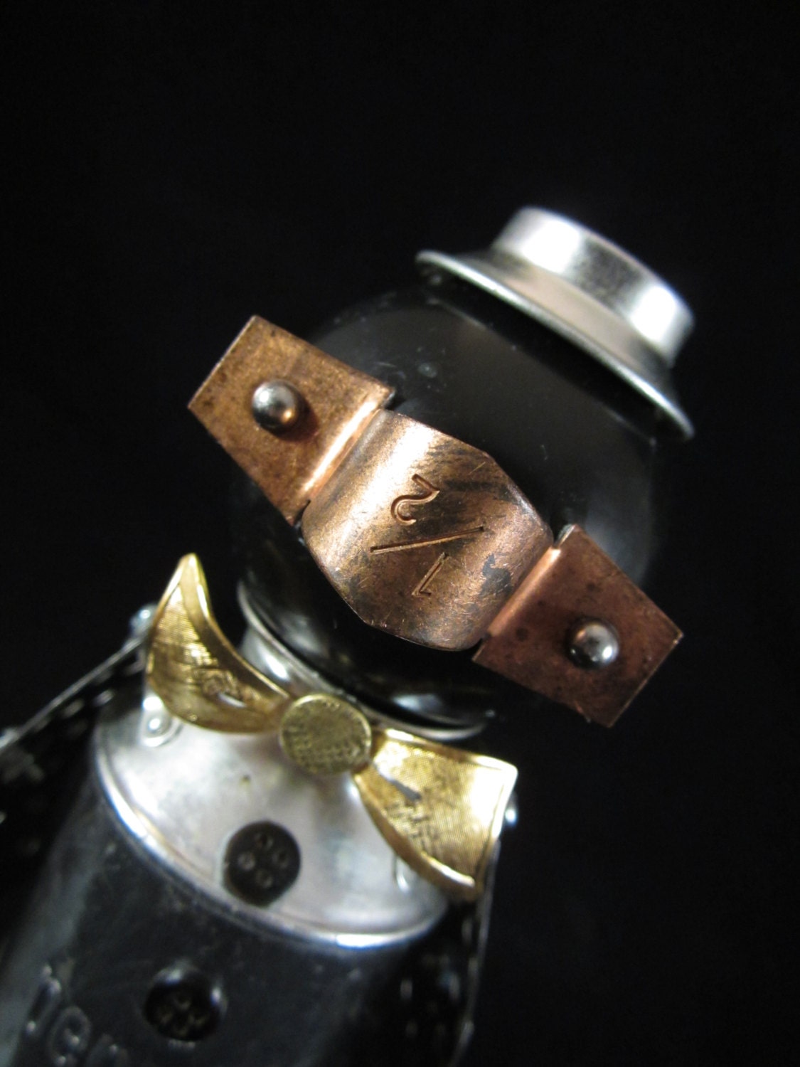 Pepper Penguin Bot - found object robot sculpture assemblage