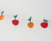 Crochet Garland 12 Apples Garland Crochet Apple Garland in Orange and Red, gift under 20